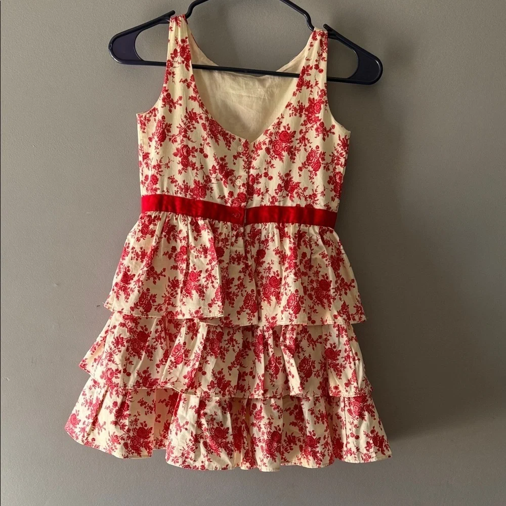 Janie and Jack Girls 8 Red Floral Ruffle Dress Holiday Edition